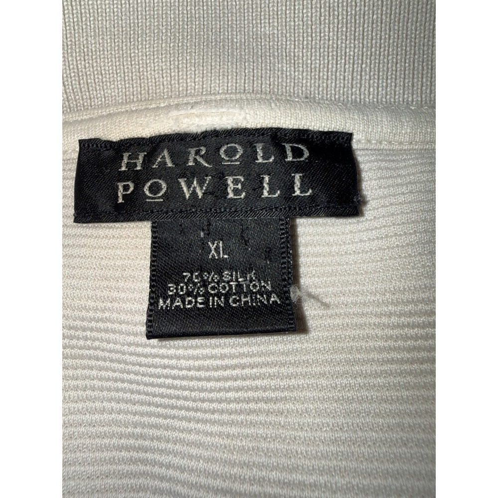 Harold Powell Mens XL Silk Cotton Knit Polo Shirt Cream HK-3434 - Picture 5 of 7